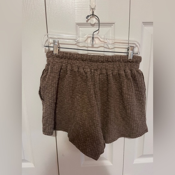 FP Beach Oasis Textured Pull On Drawstring Shorts Brown Small - Picture 4 of 4